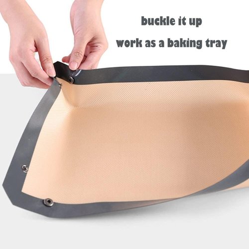 CANDeal Silicone Fiber Baking Mat - Non-Stick, Leakproof Oven Liner with Snap Corners | 16.5x11.6 Inch