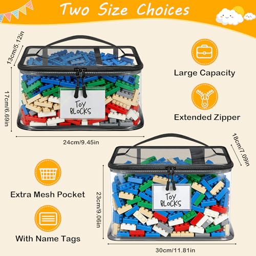 6-Pack Clear Toy Storage Bags with Labels - Waterproof PVC Organizers