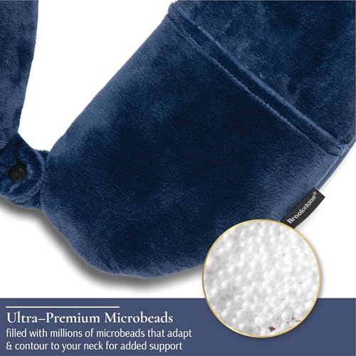 Microbead Travel Neck Pillow with Phone Pocket - Dual-Sided Comfort