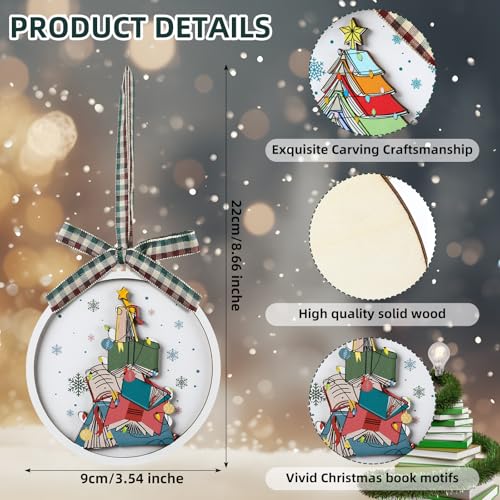Syhood 6 Pcs Christmas Book Ornaments for Tree & Book Lovers Gift Set