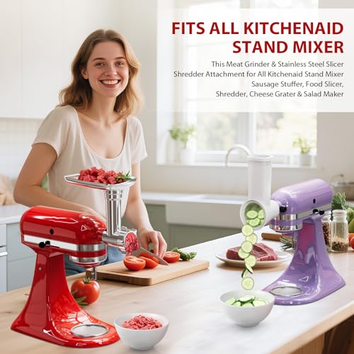 21-Piece Meat Grinder and Cheese Grater Attachment Set for Stand Mixers