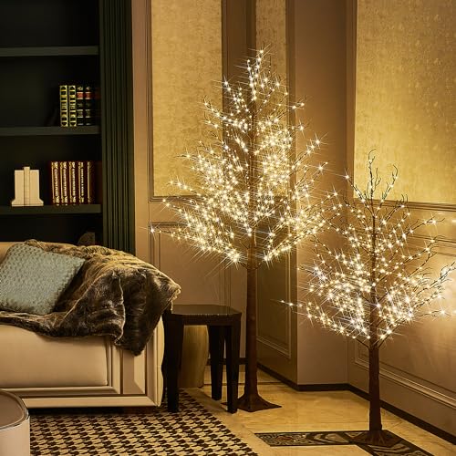 LITBLOOM 4FT Lighted Brown Tree with 430 LED Fairy Lights Indoor Outdoor Christmas Decor