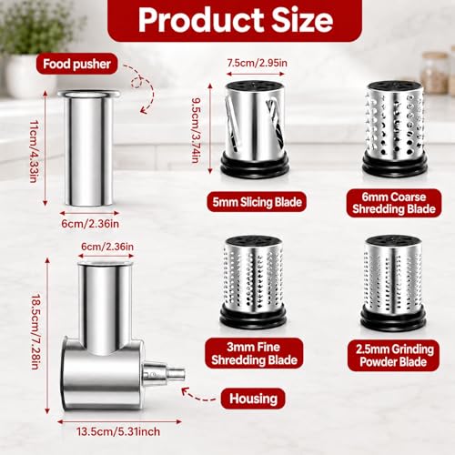 Stainless Steel Slicer and Shredder Attachment for Stand Mixers