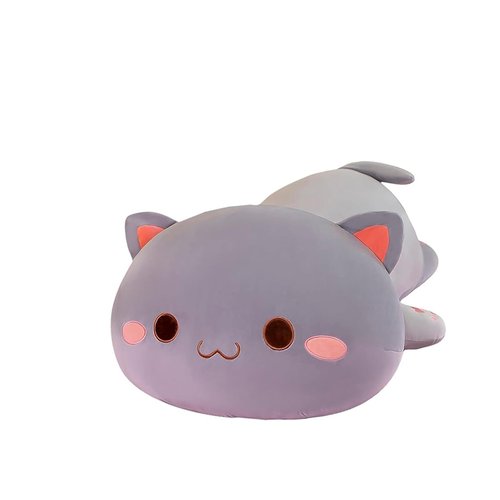 FUYU Cat Stuffed Animals, Soft Cat Plush Pillow Kawaii Kitten Stuffed Animal Toy Gifts for Kids Boys Girls Room Decor (Grey Round Eyes,19in/50cm)