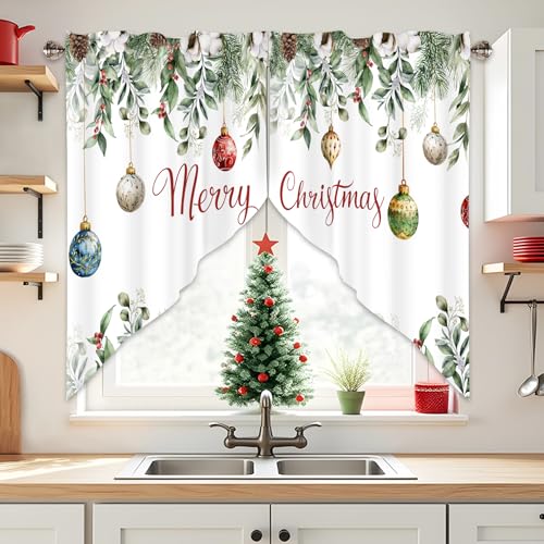 AYTTBIS Christmas Swag Curtain Valance 36x36 in, 2 Pack Red