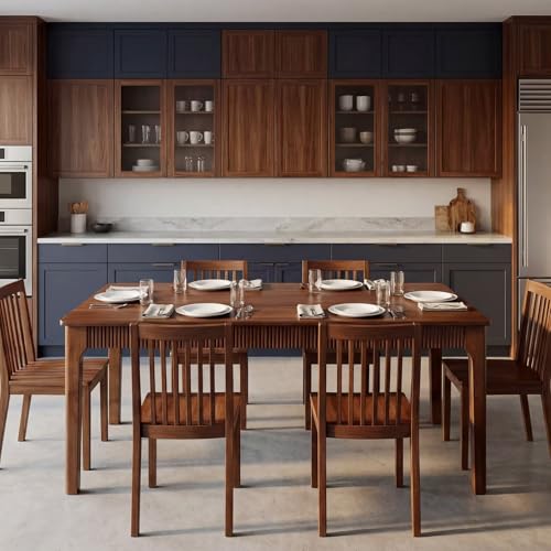 55-Inch Solid Oak Rectangular Dining Table, Modern Farmhouse Wood Kitchen Desk