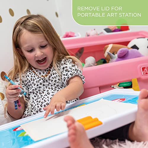 2-in-1 Kids Toy Box and Art Easel Storage Organizer - Pink