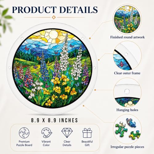 8.9-Inch Wildflower Acrylic Puzzle Suncatcher Window Hanging Decor