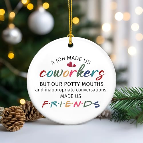 Ceramic Christmas Ornament for Coworkers, Funny Office Holiday Gift