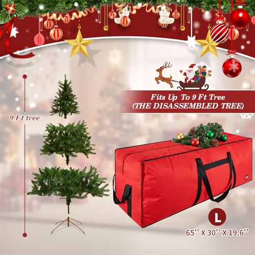 ITHWIU 9 ft Christmas Tree Storage Bag Red Fits 9FT Tree Holiday Organizer