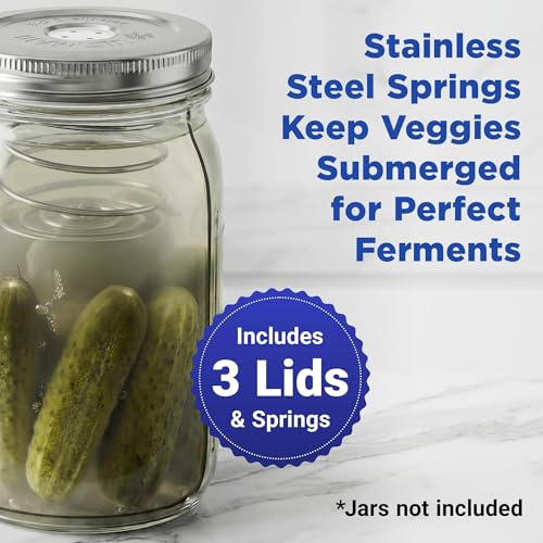 Fermentation Kit for Wide-Mouth Mason Jars with Venting Lids and Weights