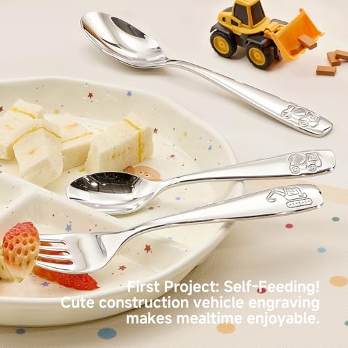 6-Piece Toddler Utensils Set Stainless Steel Dump Truck Silverware