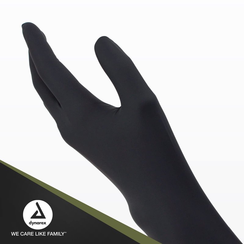 Dynarex Black Arrow Disposable Latex Exam Gloves, Powder-Free, For Healthcare, Law Enforcement, Tattoo, Salon or Spa, Black 1 Box of 100 (Medium)
