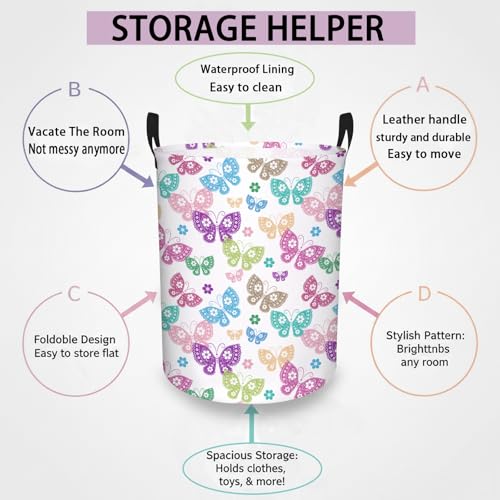 Butterfly Laundry Basket - Foldable Cotton Linen Nursery Hamper
