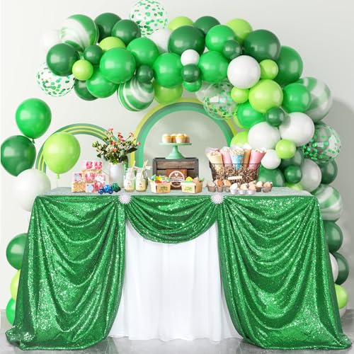 Green Sequin Tablecloth 50x50in Overlay Table Linen for Christmas Party