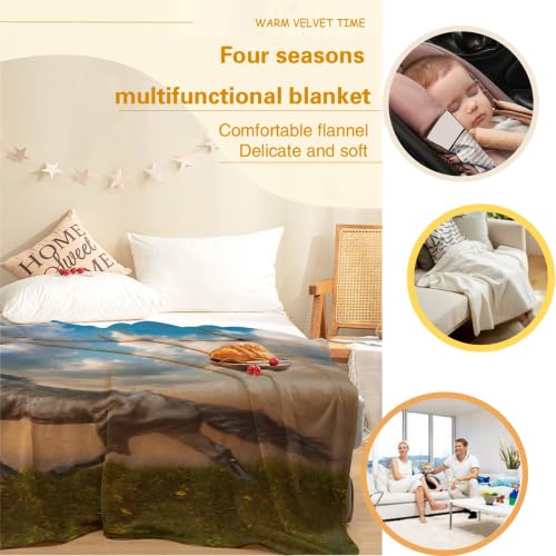 Horse Blanket Galloping Running Horse Soft Decorative Flannel Throw Blanket Lightweight Cozy Fuzzy Blanket for Couch, Bed and Chair-60''x50''