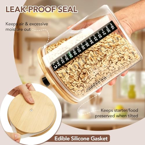 50oz Sourdough Starter Jar Kit Wide Mouth Glass Containers 2 Pack