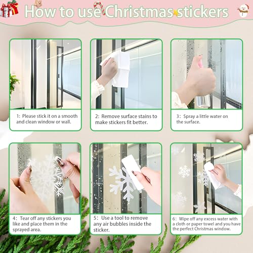 Double Sided Static Snowflake Window Clings Christmas Decorations 6 Sheets