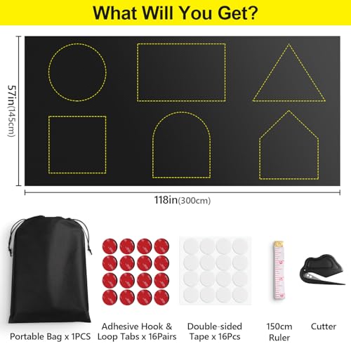 100% Blackout Curtains, 57" x 118" Portable Window Cover - No Drill