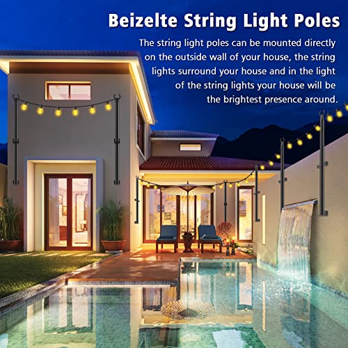 5ft Outdoor String Light Poles - Heavy-Duty Galvanized Steel, 2 Pack