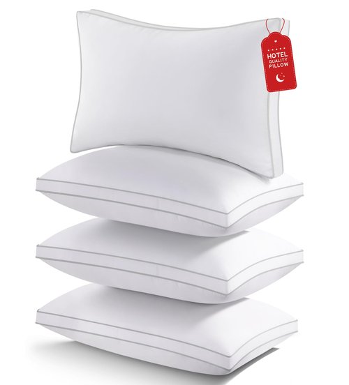 ROUMEA King Size Bed Pillows Set of 4, Pillows for Sleeping 4 Pack, Supportive King Pillows with Soft Down Alternative for Back Stomach Side Sleepers, Machine Washable