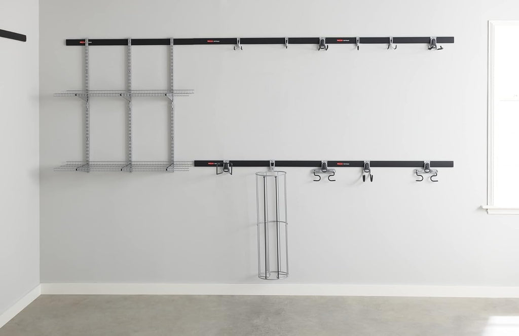 Rubbermaid FastTrack Bike Storage Kit - Heavy-Duty 3-Piece Rail Hook Organizer for Garage & Home