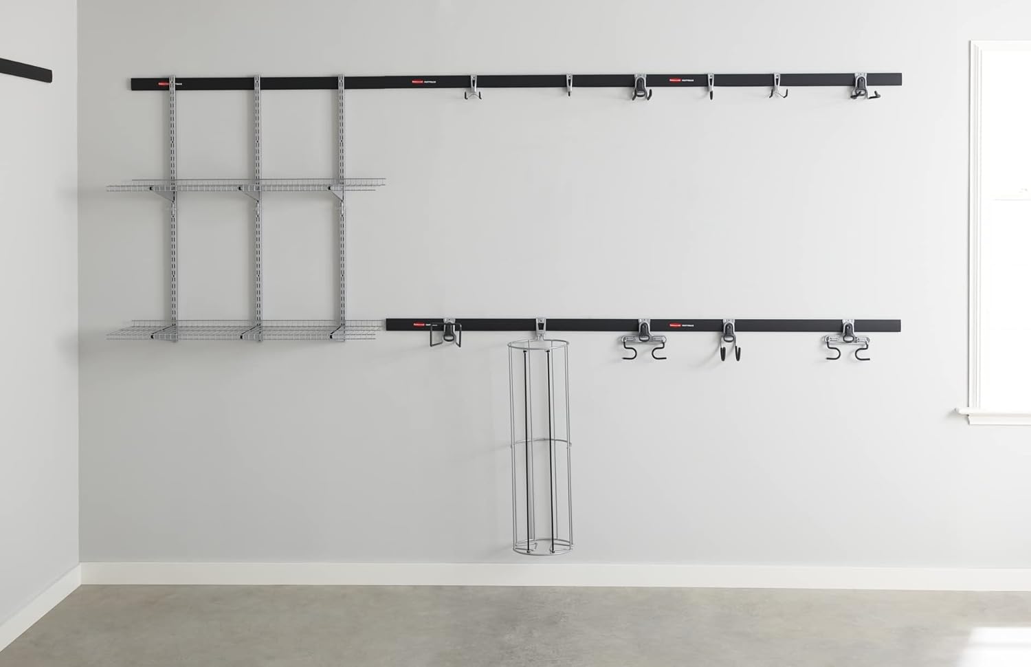 Rubbermaid FastTrack Bike Storage Kit - Heavy-Duty 3-Piece Rail Hook Organizer for Garage & Home