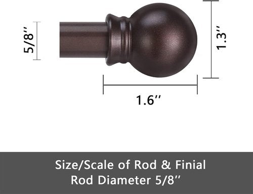 GXOACKJ Decorative Curtain Rods - Heavy Duty Metal, 66-120 Inch, Brown with Brackets