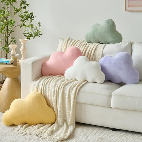 Cloud Shaped Decorative Throw Pillow, Soft Plush Accent for Bed or Couch
