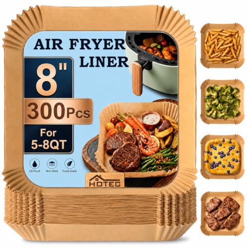 8-Inch Square Air Fryer Parchment Paper Liners, 300-Count Non-Stick Sheets
