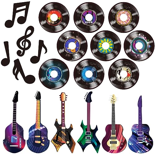 40-Piece Music Party Decoration Set: Musical Notes, Records, and Guitars