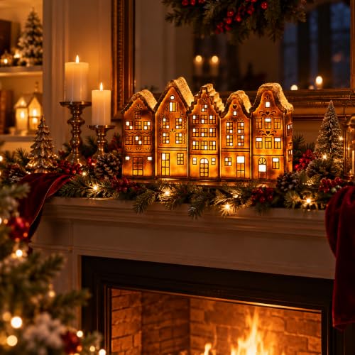 Lighted Gingerbread House Christmas Decor - Indoor Holiday Village Scene