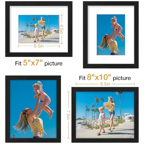 Black 8x10 Picture Frames Set of 9 - Wall & Tabletop Photo Display