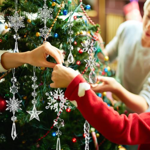 20pcs Acrylic Crystal Christmas Ornaments Snowflake & Icicle Set