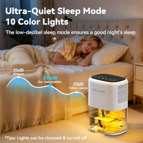 Small Dehumidifier for Home 44OZ Quiet Portable with Auto Shut-Off
