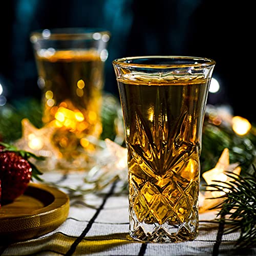 JAIEF Set of 6 2oz Heavy Base Tequila Shot Glasses - Lead-Free, Dishwasher Safe