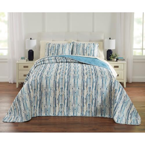 Reversible Quilted Bedspread - Queen Size, Ocean Blue