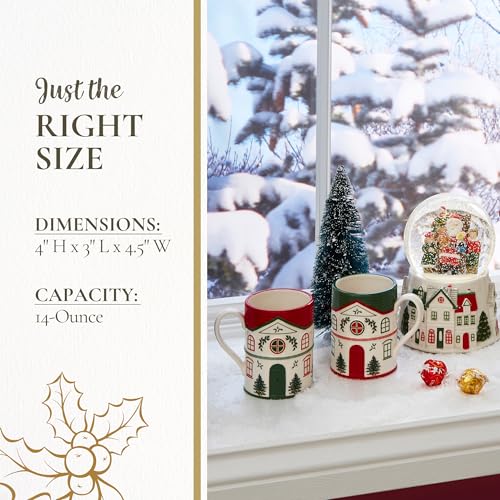 Spode Christmas Village Mug 14oz Red Festive House Holiday Coffee Cup