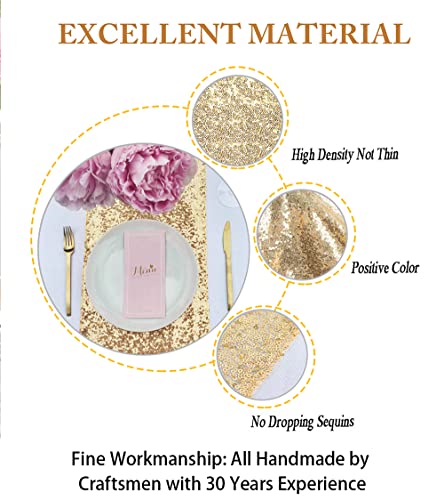 Light Gold 12x108 Sequin Table Runner - ShinyBeauty