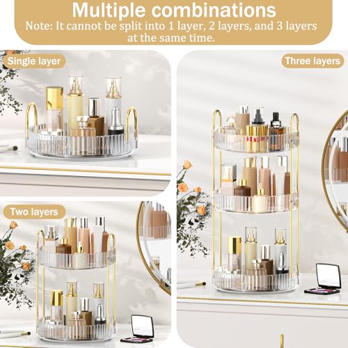MOKANI 360° Rotating Makeup Organizer B-Clear 3-Tier Vanity Storage