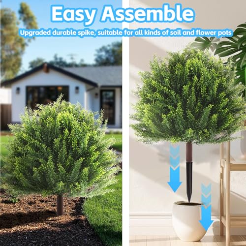 24-Inch Artificial Topiary Trees, Set of 2 UV-Resistant Faux Shrubs
