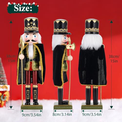 2-Piece Wooden Christmas Nutcracker Soldier Figures - 38cm Holiday Decor