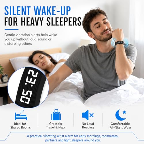 Silent Vibrating Alarm Wristband with Step Counter for Heavy Sleepers