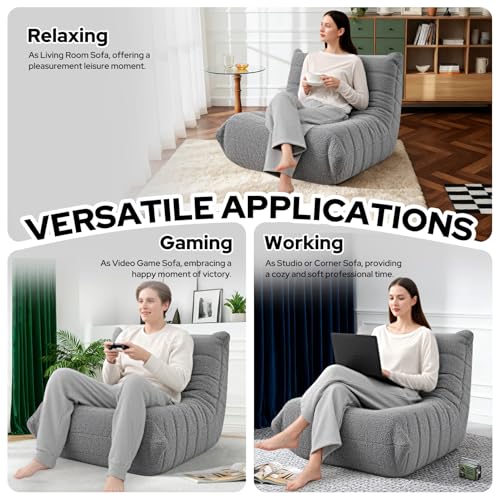 Teddy Fleece Bean Bag Chair - Ergonomic Floor Sofa for Living Room