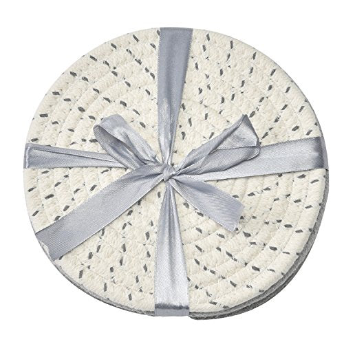 Cotton Woven Potholders and Trivets Set - 7-Inch Heat Resistant Mats (3 Pack)