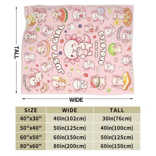 Capibarara Axolotl Gift Blanket for Girls Kids Women, Flannel Throw 60x50"