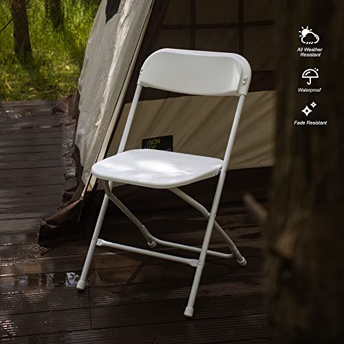 10-Pack Folding Chairs, 300lb Capacity Portable Plastic Chair with Steel Frame