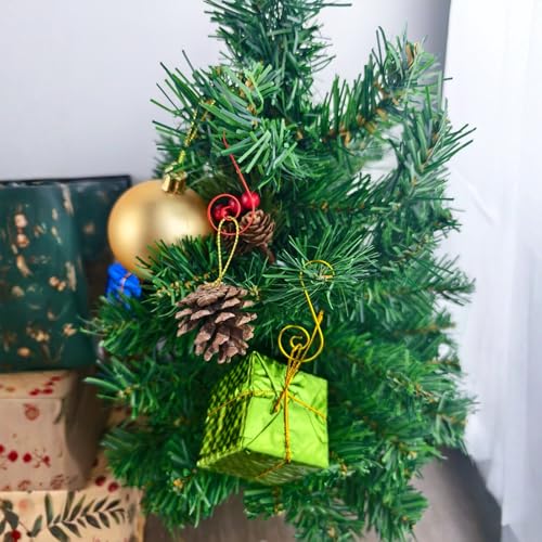 IAXSEE 150 Pcs Multicolor S-Shaped Ornament Hooks with Storage Box - Red Green Yellow Christmas Tree Hangers (Circular Shape)