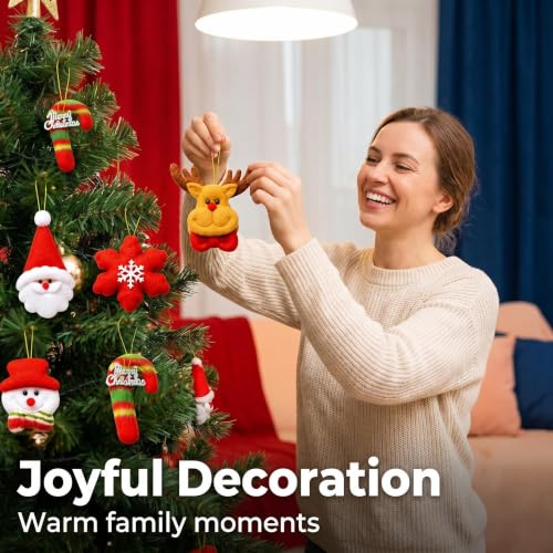 6-Piece Felt Christmas Ornaments Bulky Bulk Set – Snowman, Santa, Tree, Reindeer