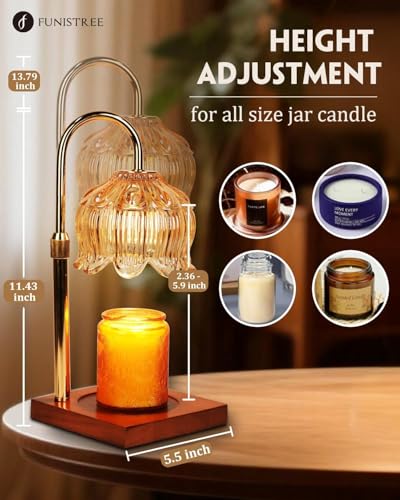 Adjustable Flower Candle Warmer Lamp with Timer & Dimmer